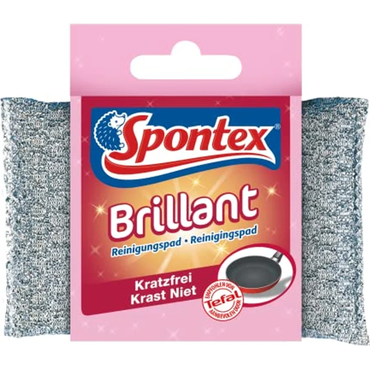 Spontex Brillant - Reinigungspad für empfindliche Oberflächen, kratzfrei und extrem lange haltbar, farblich sortiert , 1 Stück (1er Pack) – Bild 1