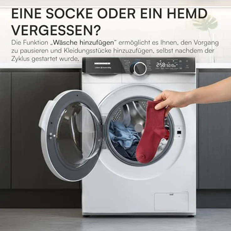 Heinner HWDM-M814IVKA Slim Waschtrockner, 8 kg Waschen / 6 kg Trocknen, 1400 U/min, Inverter, Weiß – Bild 7