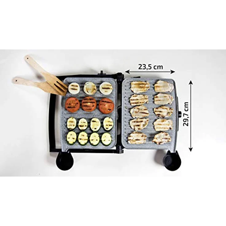 Cecotec RockŽn Grill 2000 .Elektrogrill, RockStone Antihaftbeschichtung, 180º Öffnung, höhenverstellbar, Kochfeld 30 x 23,5 cm, 2000 W, Edelstahl und Kunststoff - Preisvergleich – Bild 4