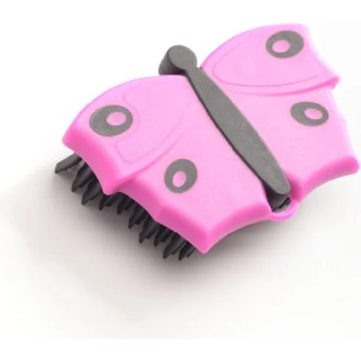 V7 Hand-Bürste, Fusselbürste, Kleider-Bürste, Polster-Bürste, mit V-förmigen Borsten, zum Entfernen von Tier, im Schmetterlings-Look, pink – Bild 2