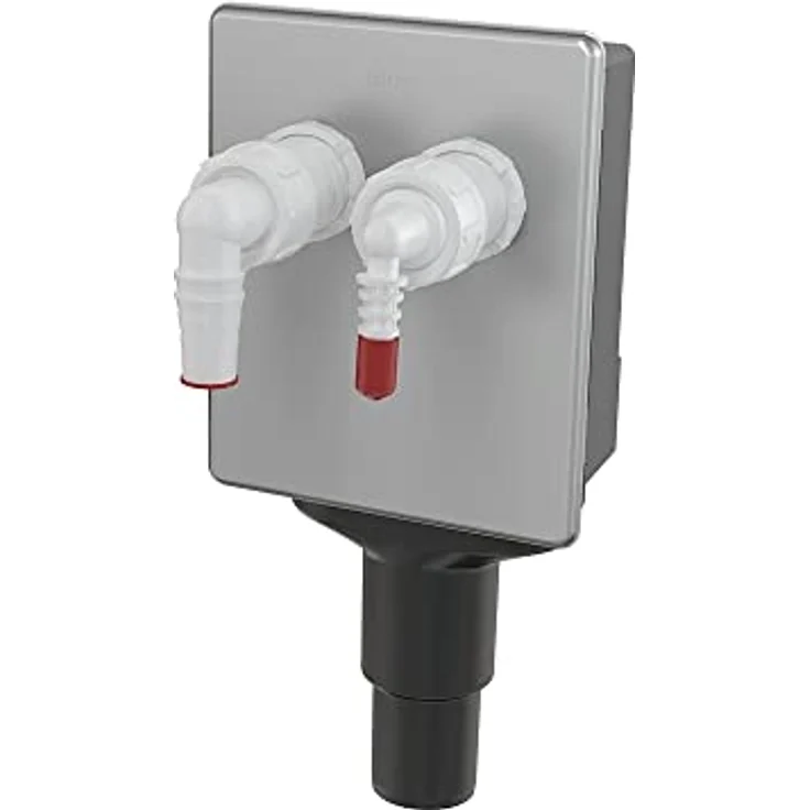 Alcaplast APS6 Unterputz Gerätesiphon, Abwasseranschluss für Waschmaschine, Spülmaschine, Wärmepumpentrockner, mit Edelstahl-Wandblende, weiß, 16,8 l/min Ablaufleistung – Bild 1