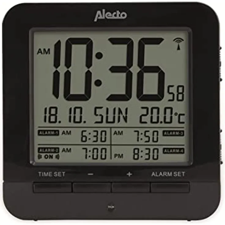 Alecto Wecker AK-20, Thermometer mit Schlummerfunktion und 4 Weckzeiten, kompakt und beleuchtet
