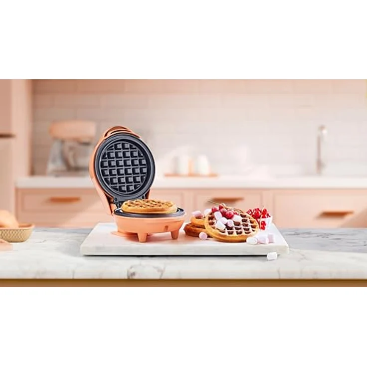 Bestron Mini-Waffeleisen für klassische Waffeln 10cm, inkl. Antihaftbeschichtung, ideal für Kinder, Orange – Bild 3