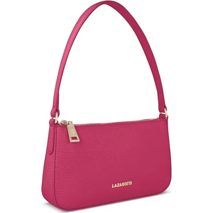 Lazarotti Bologna Leather Schultertasche, elegante 22 cm Handtasche aus robustem Ziegenleder mit Reißverschluss – Bild 3