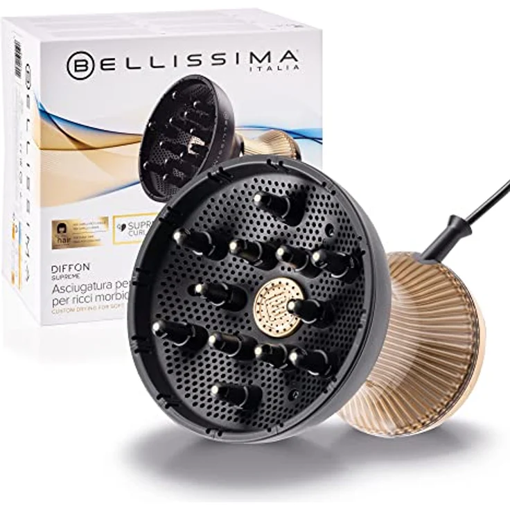 Bellissima Diffon Supreme, Heißluftdiffusor für lockiges Haar, XL Diffuser mit 12 Finger, Ceramic Technology & ArganOil, 2 Geschwindigkeiten, 3 Temperaturen, Ionisator, schonend trocknend – Bild 1