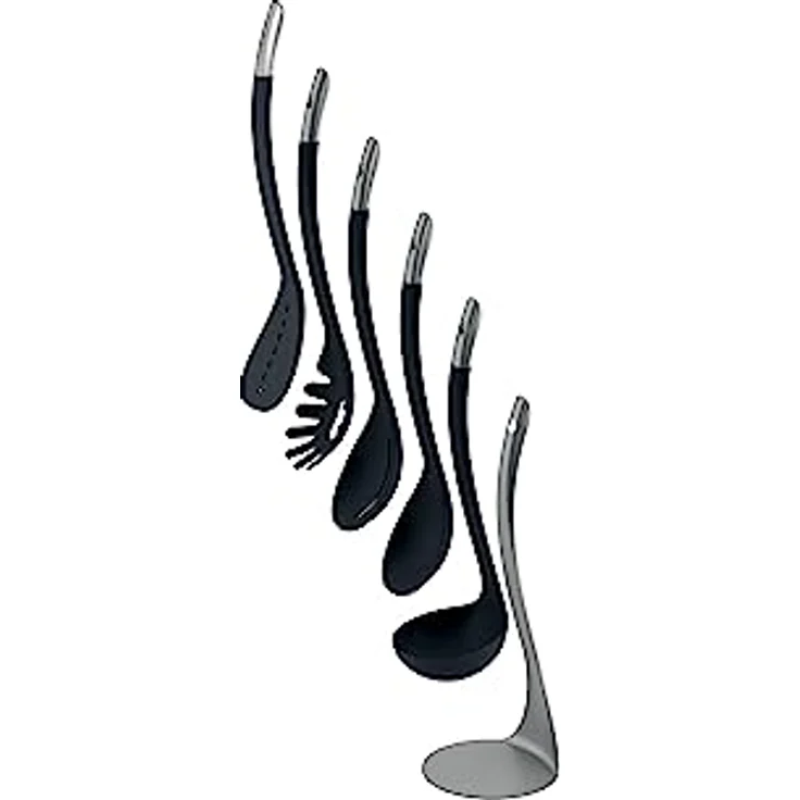 Joseph Joseph Nest 5-teiliges Utensilienset mit magnetischem Ständer, kompakte Küchenorganisation, spülmaschinenfest - Schwarz/Edelstahl – Bild 4