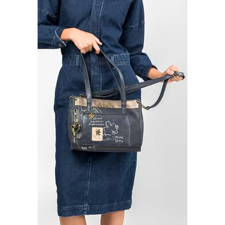 Anekke Umhängetasche Shoulder Bag, Multicolor (dunkelblau/taupe/beige), mit Zipper, 30 cm breit, verstellbarem Schulterriemen und geräumigem Hauptfach – Bild 3