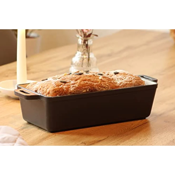 Echtwerk EW-GE-1502 Brotbackform Gusseisen Kastenförmiger Bräter ohne Deckel Brotkasten Emaille-Beschichtung Backöfen, Grill, BBQ Induktion 1,5 L – Bild 6