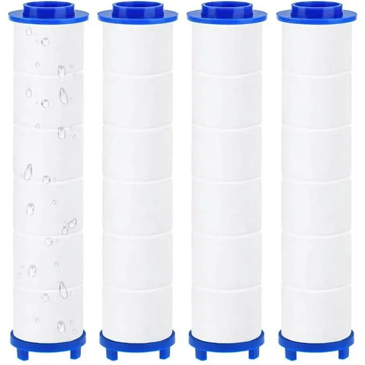 Ersatz-Filter für Duschkopf, 4 Stück mit Mineralkugeln und 3-Lagen Filtersystem, 10.5x2 cm