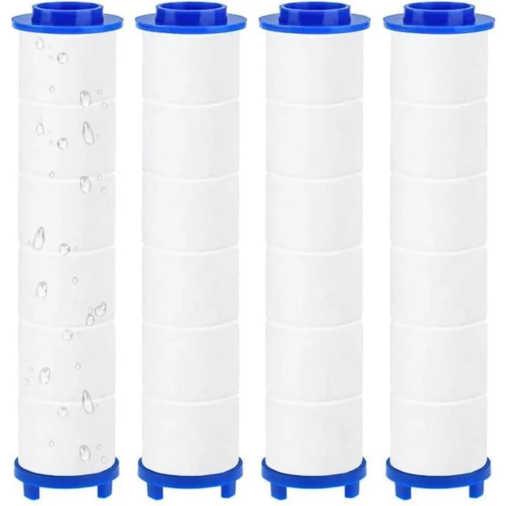 Ersatz-Filter für Duschkopf, 4 Stück mit Mineralkugeln und 3-Lagen Filtersystem, 10.5x2 cm