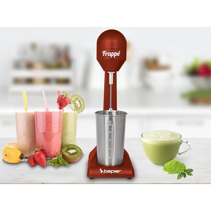 Beper Elektrischer Standmixer für Milchshakes, Frappés, Smoothies und Cocktails, 2-Gänge, Aluminiumbehälter 0,5 l, 100 W Silber – Bild 5