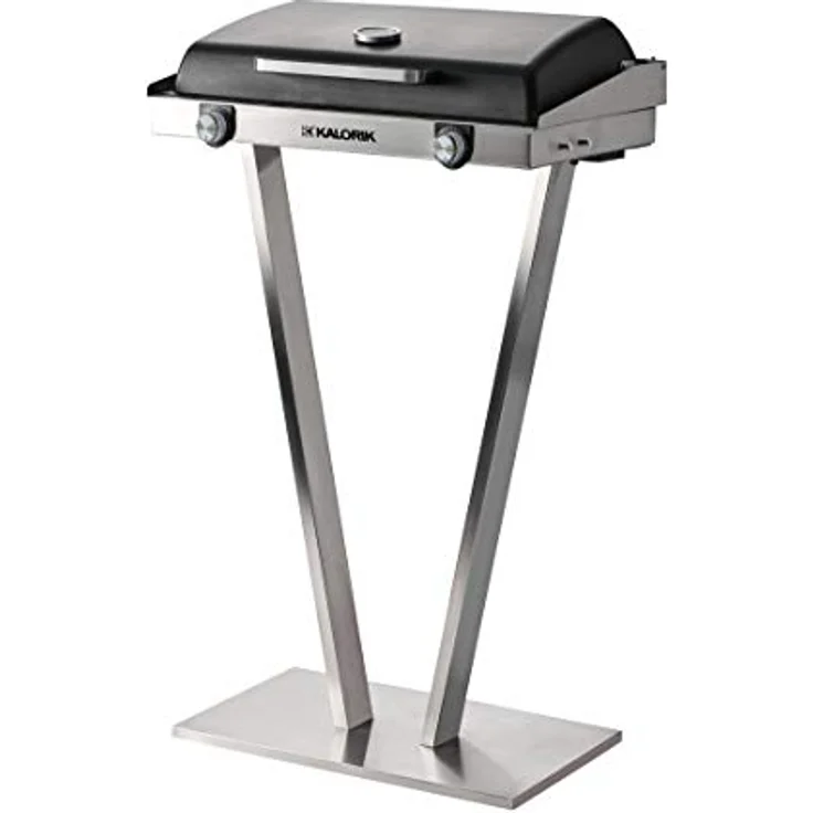 Kalorik TKG EBBQ 1002 L Elektrischer Edelstahl-Barbecue-Grill, Standgrill, XXL-Grillplatte, stufenlose Temperaturregelung, Thermometer, 2 Kochzonen, Silber/Schwarz, 2500 Watt – Bild 3