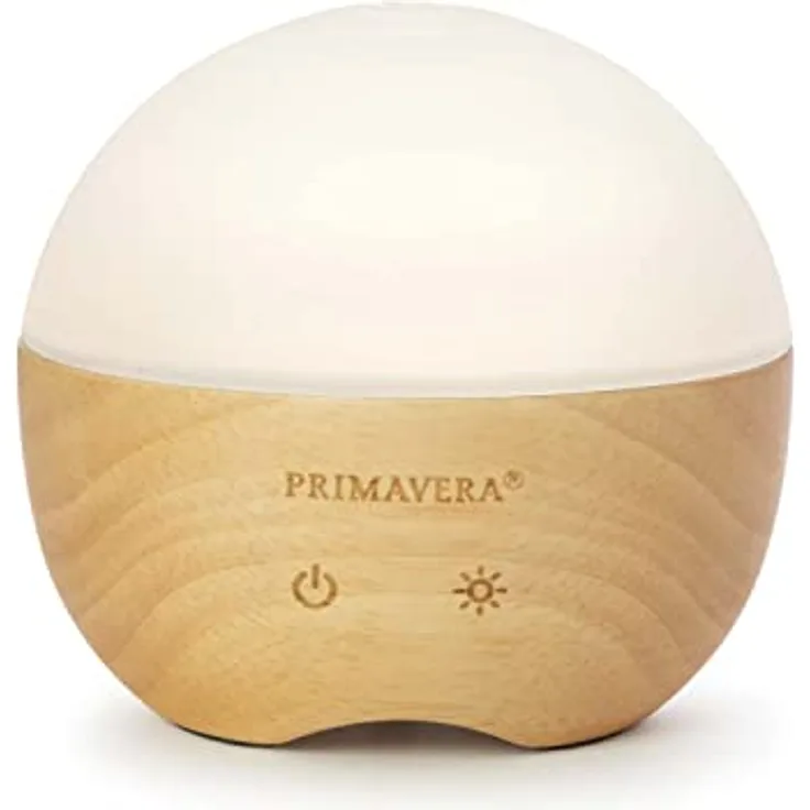 Primavera Aroma Vernebler Woody, Ultrasonic Diffuser aus Glas und Holz mit 7 Farben, für Räume bis 30 m², 120 ml Wassertank, automatischer Abschaltung