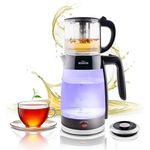 Elektronik SCHÄFER Glas-Teekocher 1,8/0,8 Liter 2200W Wasserkocher Teemaschine, Silber/Schwarz, 360° drehbare Basisstation, Warmhaltefunktion bis 85° C - Preisvergleich