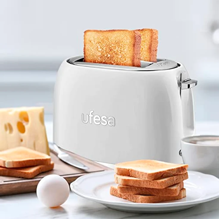 Ufesa Toaster 2 Scheiben Weiß Retro Classic Pinup, Vintage-Design, 850 W, 2 extrabreiten Schlitzen Sandwichtoaster, für alle Arten von Brot, 7 Bräunungsgrade, Kabelsammler, Krümeltablett – Bild 4