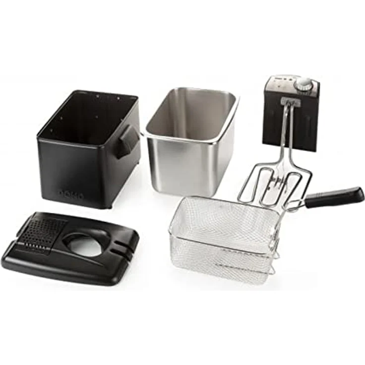 Domo DO1014FR Fritteuse, mit Öl, 3200 Watt, 4,5 Liter, Thermostat, bis 190 °C, schwarz – Bild 6