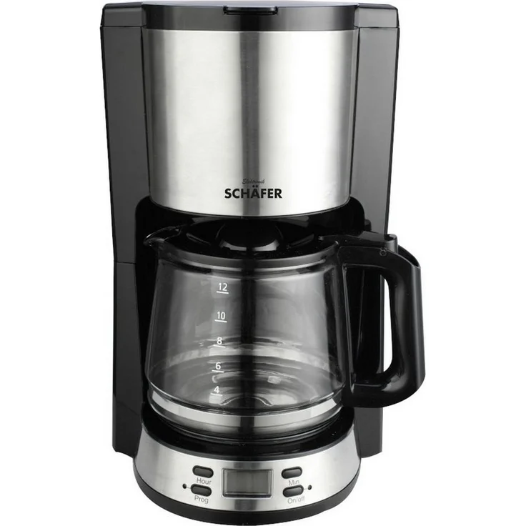 Schäfer Elektronik Filterkaffeemaschine Kaffeezubereiter, 1,5l Kaffeekanne, digitales Bedienelement mit LCD Display – Bild 1