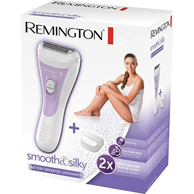Remington Damenrasierer smooth&silky WSF5060, Bikini Trimmaufsatz, Batteriebetrieben, 2-seitiger Intercept-Trimmer, feuchtigkeitsspendender Aloe Vera Streifen, Nass- und Trockenrasierer, weiß-lila – Bild 5