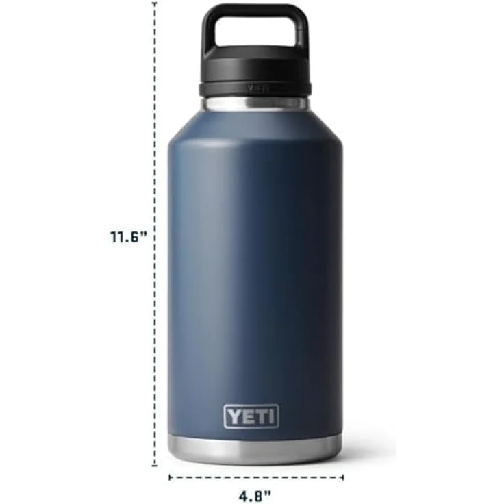YETI Rambler Flasche mit Chug-Verschluss, 64 oz (1,9 L), auslaufsicher, doppelwandige Vakuumisolierung, Edelstahl, schwarz – Bild 2