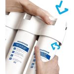 Aquaphor AQUAPHOR Crystal TRIO Aktivkohle Wasserfilter mit 1 Wege Wasserhahn - Mikrofiltration bis 0,8 Mikrometer, Kohleblock mit Keimsperre