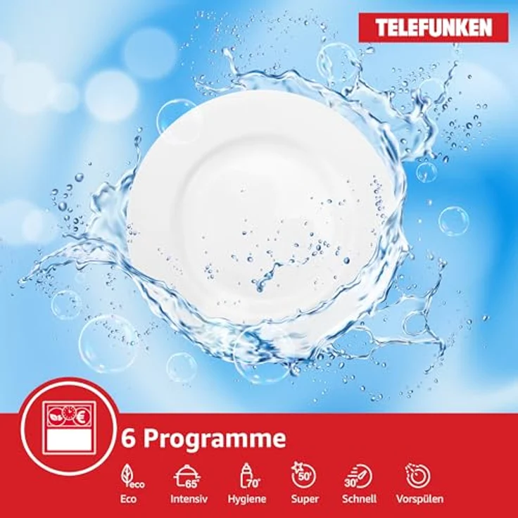 Telefunken GFS6012DI, freistehender Geschirrspüler 60 cm, 12 Maßgedecke, Silber, 6 Programme, AquaStop, Eco, 45 dB – Bild 5