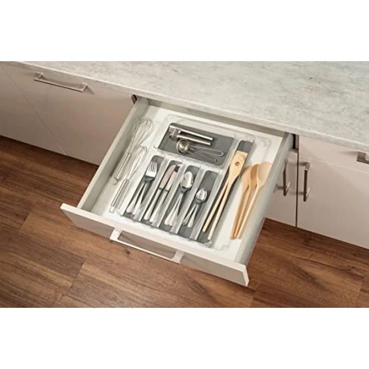 WENKO Besteckkasten 6 Fächer - Besteckeinsatz für Schubladen, Kunststoff (PET), 32 x 4.5 x 40 cm, Transparent – Bild 4