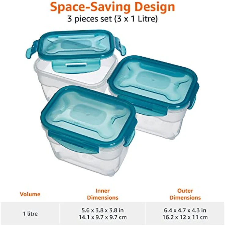 AmazonBasics Airtight Food Storage Containers Set, 3 x 1.0 Liter – Bild 5
