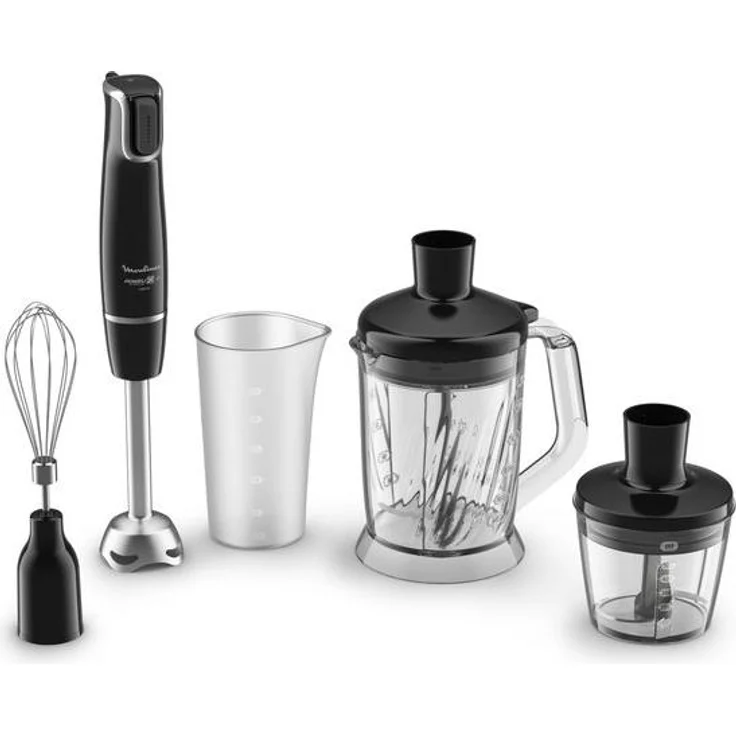 Moulinex DD94L810 Pürierstab, 1 l, 1000 W, Eis-Crusher, Schwarz-Transparent, Powelix Life Technologie, Anti-Spritzfuss, spülmaschinenfest