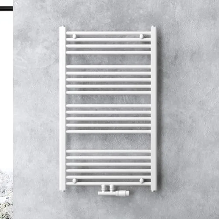 doporro Design Badheizung gerade 100x60cm Weiß Röhrenheizkörper Horizontal 2in1 Mittelanschluss oder Seitenanschluss