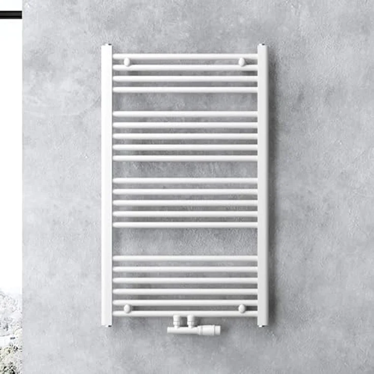doporro Design Badheizung gerade 100x60cm Weiß Röhrenheizkörper Horizontal 2in1 Mittelanschluss oder Seitenanschluss – Bild 1