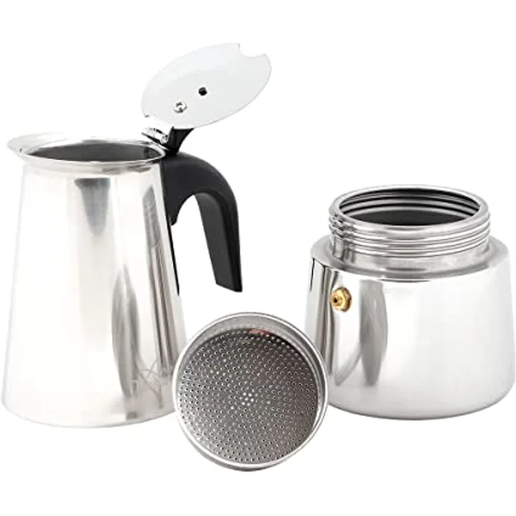 Any Morning Edelstahl Moka Pot, 200 ml, Induktionsgeeignet, 4-Tassen Espressokocher mit Sicherheitsventil, robust und stilvoll – Bild 4