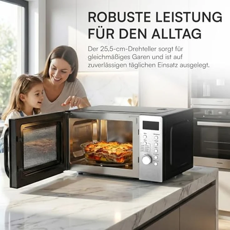 Heinner HMW-D2060SS Mikrowelle 20 L, 700 W mit Grillfunktion, mechanische Steuerung, Edelstahl – Bild 6