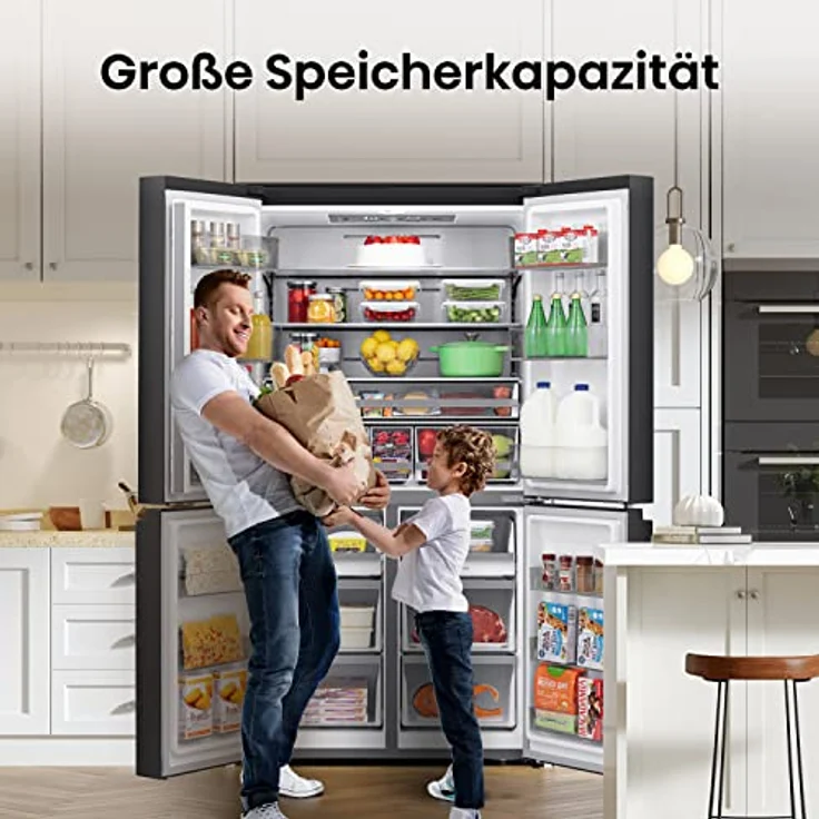Hisense RQ758N4SAFE Side-by-Side-Kühlschrank, freistehend, schwarz, NoFrost, Energieklasse E – Bild 8