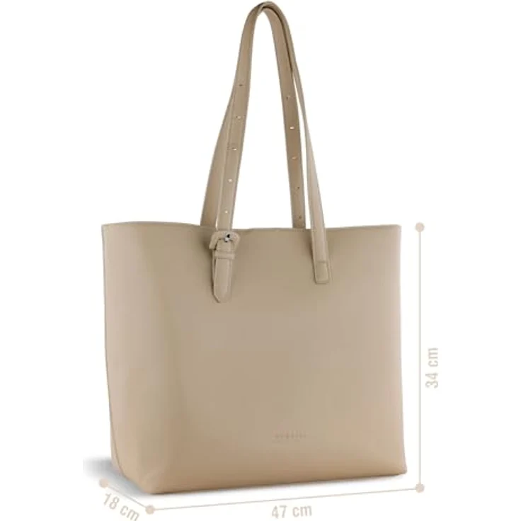 bugatti Luna Shopper Tasche, 35 cm mit Laptopfach, 100% Polyurethan, beige – Bild 3