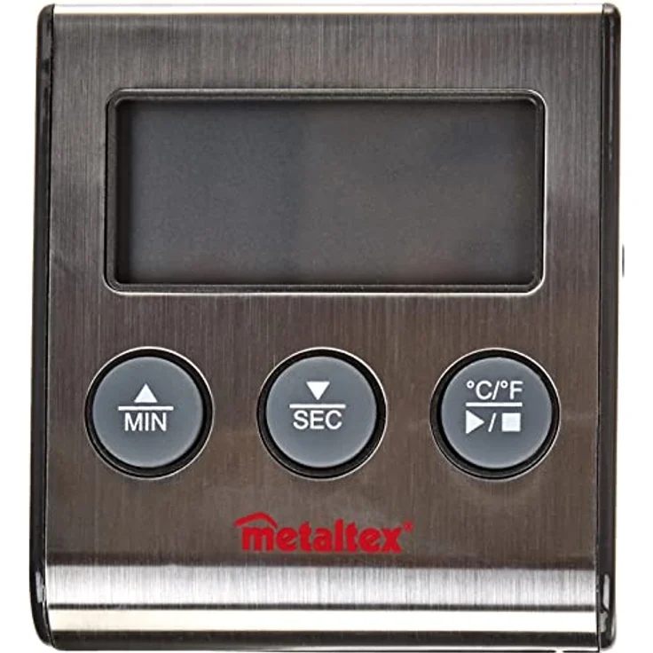 Metaltex Digital-Thermometer mit Sonde und Timer, Edelstahl, Grau, 20 x 20 x 6 cm – Bild 2