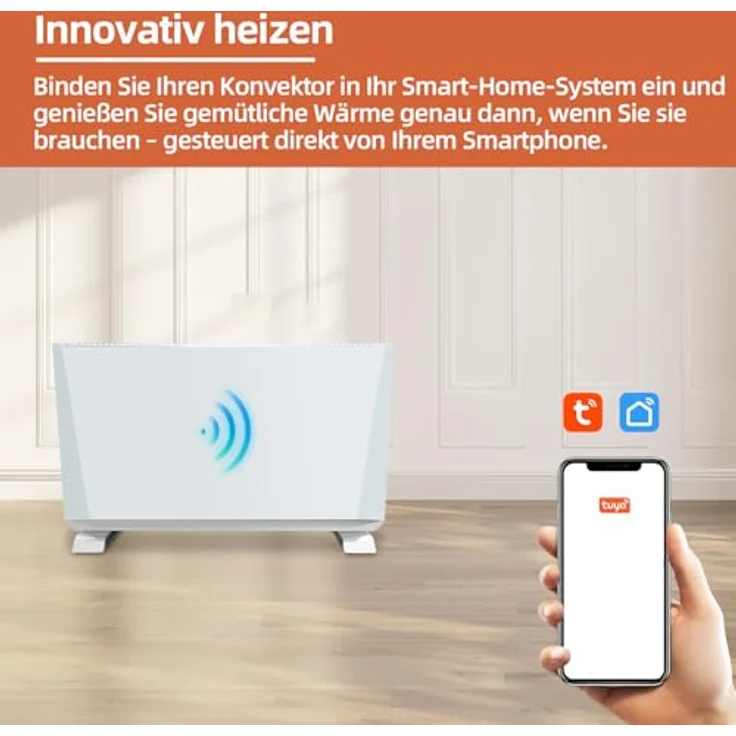 SHX Smart 2400W Elektroheizung Energiesparend - Elektrische Konvektorheizung mit Thermostat - App Steuerung, silber – Bild 5
