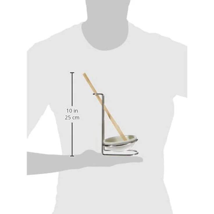 Küchenprofi Kochlöffelständer aus rostfreiem Edelstahl inkl. Porzellan-Schälchen und Holzlöffel, H: 16 cm, Ø 11 cm, Kochlöffelablage – Bild 5