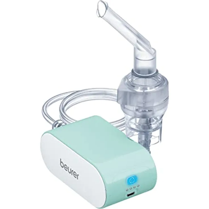 Beurer SR IH 1 Inhalator, Inhaliergerät mit Akku zur Behandlung der oberen & unteren Atemwege, bei Erkältung & Asthma, leise & tragbar, Inhalationsgerät mit Kompressor-Drucklufttechnologie