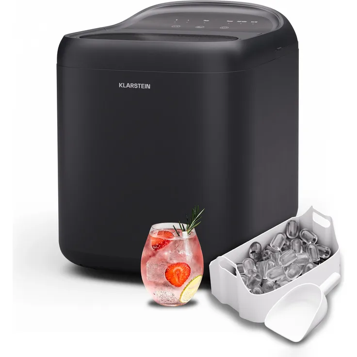 Klarstein SparkIce Eiswürfelmaschine, Elektrischer Eiswürfelbereiter mit 1,5 L Wassertank, kristallklare Eiswürfel, Touchpad-Bedienung