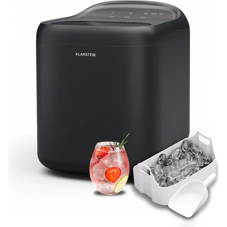 Klarstein SparkIce Eiswürfelmaschine, Elektrischer Eiswürfelbereiter mit 1,5 L Wassertank, kristallklare Eiswürfel, Touchpad-Bedienung – Bild 1