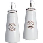 Zeller Present Menage-Set, 2-tlg. Essig- und Ölspender aus Keramik, 260 ml, weiß