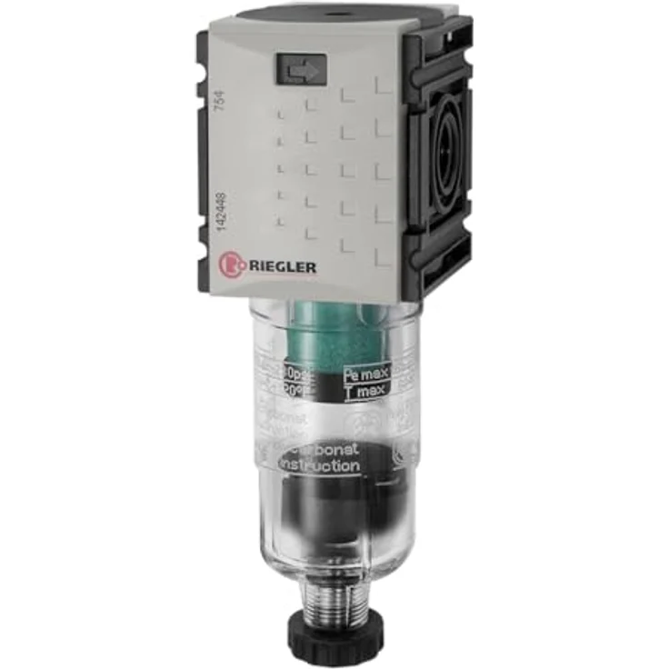 Riegler Mikrofilter »FUTURA-mini« mit PC-Behälter, 0,01 µm, G 1/4, Kondensatablass HA, Druckluftfilter für hohe Reinheit – Bild 1