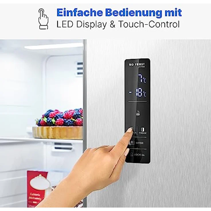 Bomann® Side by Side Kühl Gefrierkombination mit Total No Frost und 442L Nutzinhalt, Kühlschrank Side by Side mit MultiAirflow-Technologie, Verbrauch 287 kWh/Jahr - 177x90x59cm - SBS 7344 inox – Bild 4