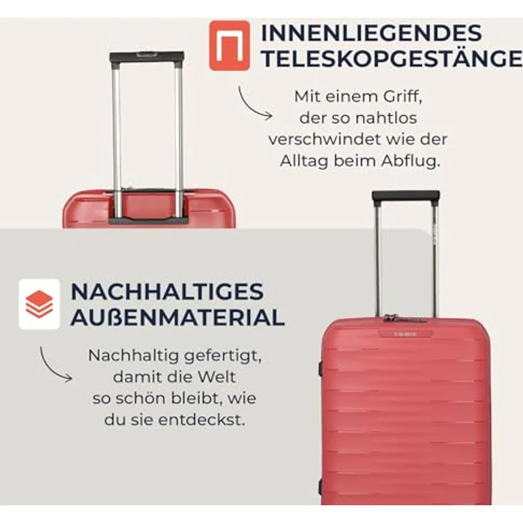 Travelite Koffer Set MOOBY 3-teilig S/M/L, kratzfeste Hartschale aus recyceltem Material, 55/66/77 cm, 4 Doppelrollen & TSA-Schlösser – Reisekoffer, Trolley, Handgepäck – Bild 4