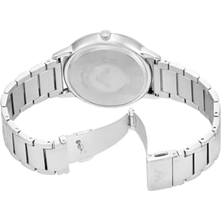 Emporio Armani AR11730, Herren 43 mm Silberton Edelstahl Uhr mit weißem Sunray Zifferblatt, 3 ATM Wasserbeständigkeit – Bild 4