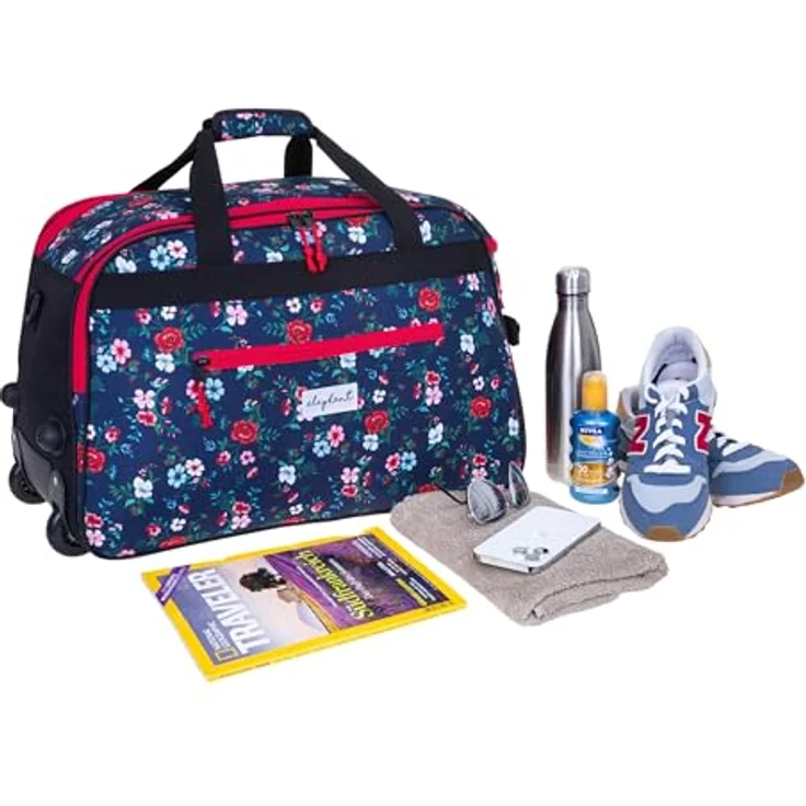 Elephant Reisetrolley Weekender Duffle 55 cm Trolley mit Rollen, Handgepäck Reisetasche (Blue Flower (blau) 13024) – Bild 5
