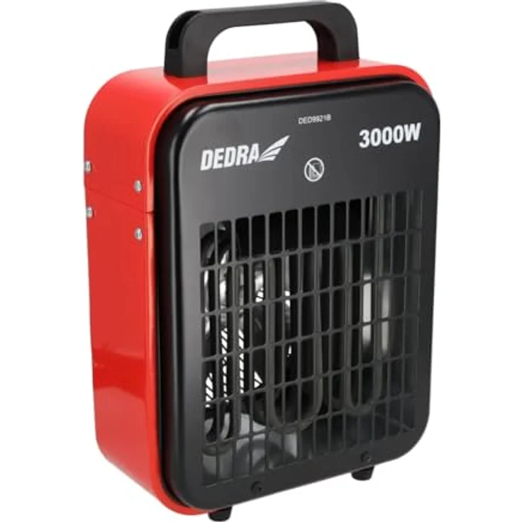 Dedra DED9921B Elektrischer Heizlüfter 3kW, Thermostat, Überhitzungsschutz, drei Betriebsarten, stufenlose Temperaturregelung, Metallgehäuse, rot, für Räume bis ~ 40m2 – Bild 1