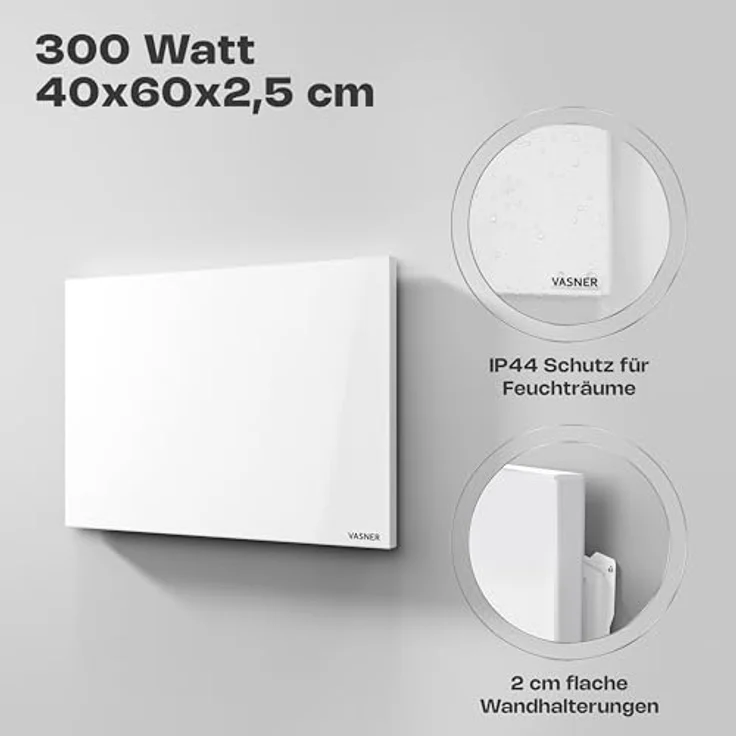 Vasner Infrarotheizung Citara M, Metall, 300 W, 40x60 cm, Infrarotheizung – Bild 3