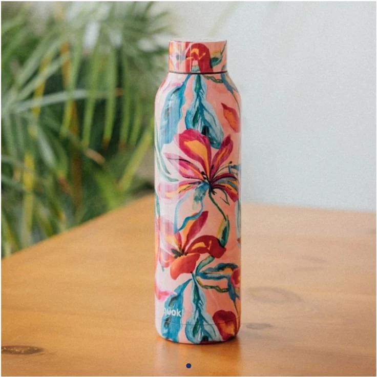 Quokkabottle Trinkflasche Quokka 630 ml TROPICAL BLOOM, Edelstahl, doppelwandig, isoliert für heiße und kalte Getränke