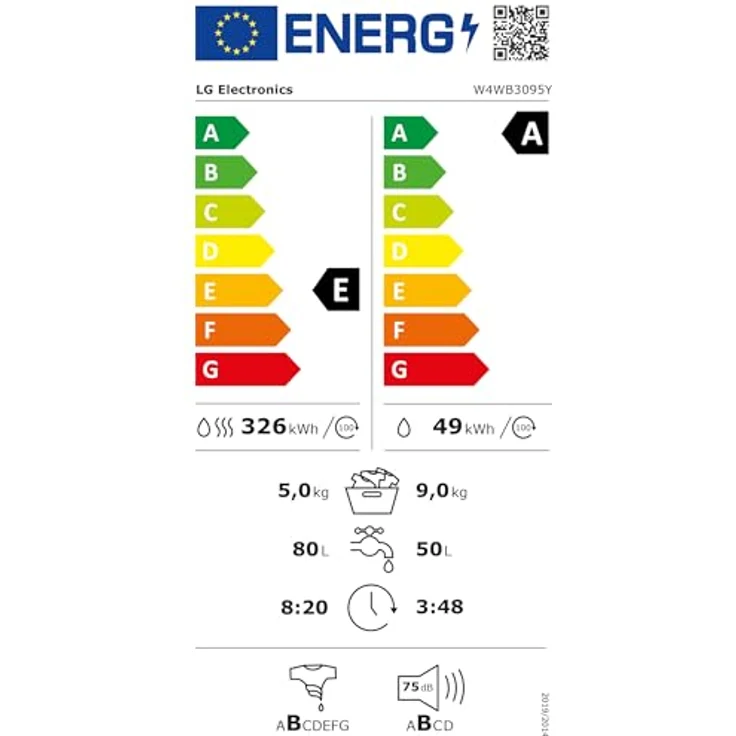 LG W4WB3095Y, unterbaufähiger Waschtrockner mit Inverter Direct Drive, 9 kg Waschen / 5 kg Trocknen, 1310 U/Min, Steam-Technologie und AquaLock® Security – Bild 10